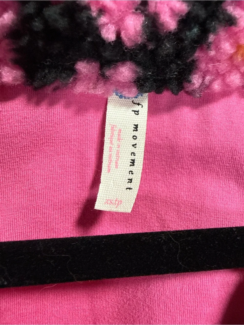 Free People FP Movement Rocky Ridge Fleece Jacket Floral Black Pink XS